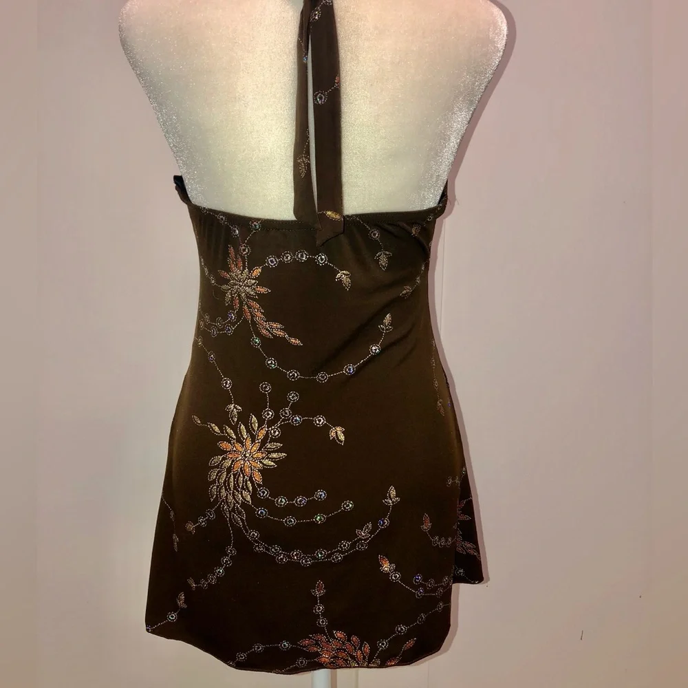 A. Byer  Glittered Floral decorated Halter Top - Picture 6 of 9